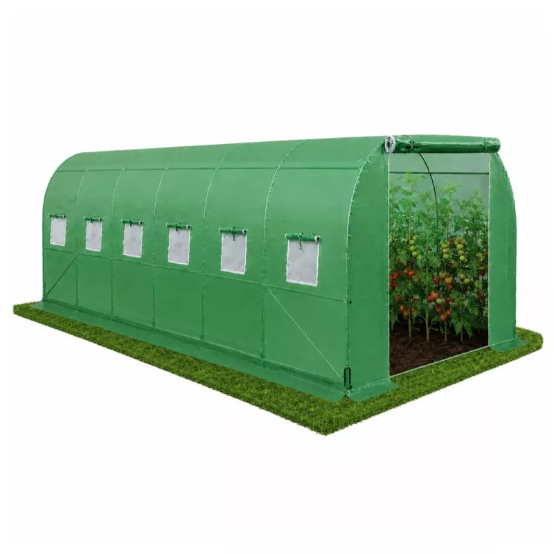 LEAN Gewächshaus für Gemüse, grüne UV-Fenster, 6x3x2m, 18m²