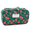 LEAN School Pencil Case Organizer Roomy Additional Pocket Cherries Green 21.5cm