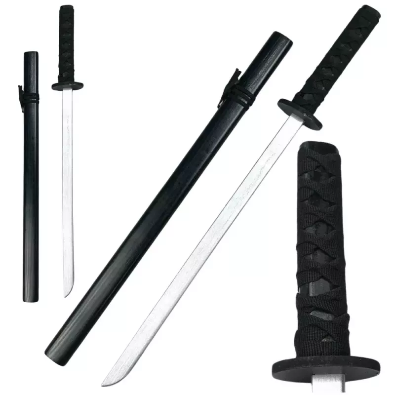 LEAN TOYS Holz-Katana-Schwert Spiel-Trainings-Requisite Schwarz 70cm