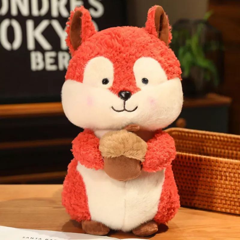 LEAN TOYS Plüsch-Maskottchen Kuscheltier Eichhörnchen mit Nuss 25cm