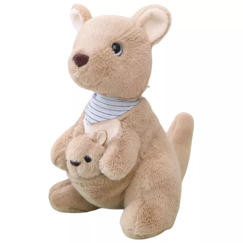 LEAN TOYS Plüsch-Maskottchen Kuscheltier Känguru mit Jungtier 23cm