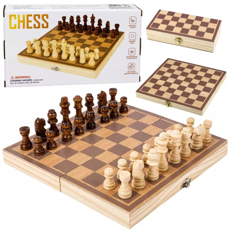 LEAN TOYS Classic Logic Game Wooden Chess Folding Suitcase Board