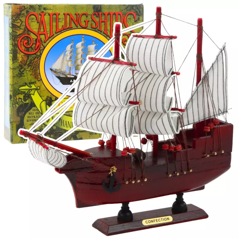 LEAN TOYS Sammler-Dekorationsmodell Segelschiff Rot 24x23cm