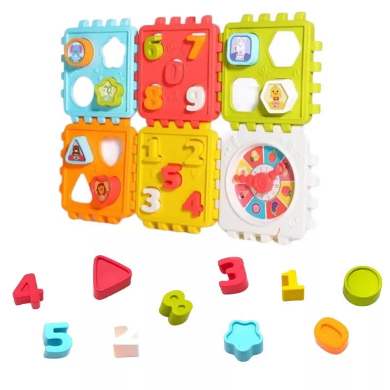 LEAN TOYS Educational Cube Sorter Numbers Patterns Clock Colored
