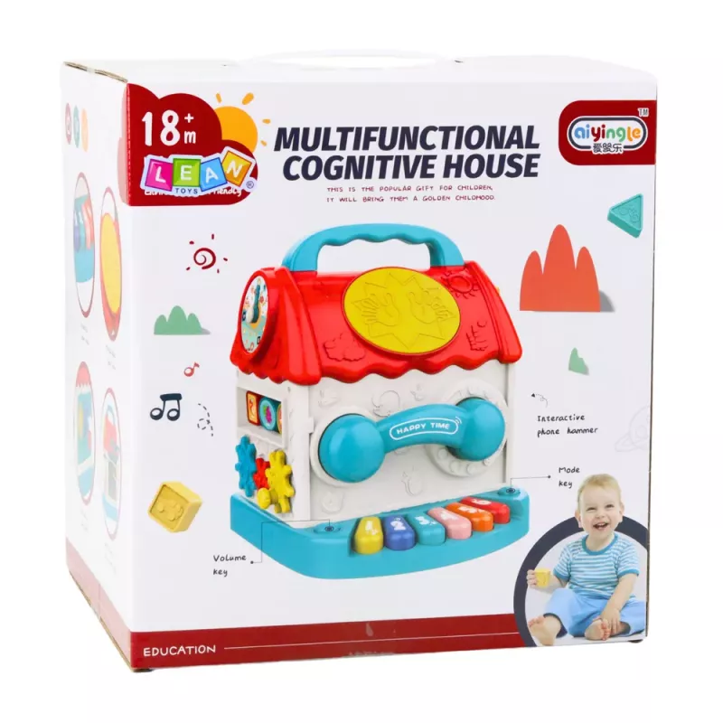 LEAN TOYS Educational House Interaktiver Würfel Rassel Sortierer Geräusche Bunt