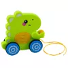 LEAN TOYS Baby Dinosaur Pull Toy Sounds Rattle Green