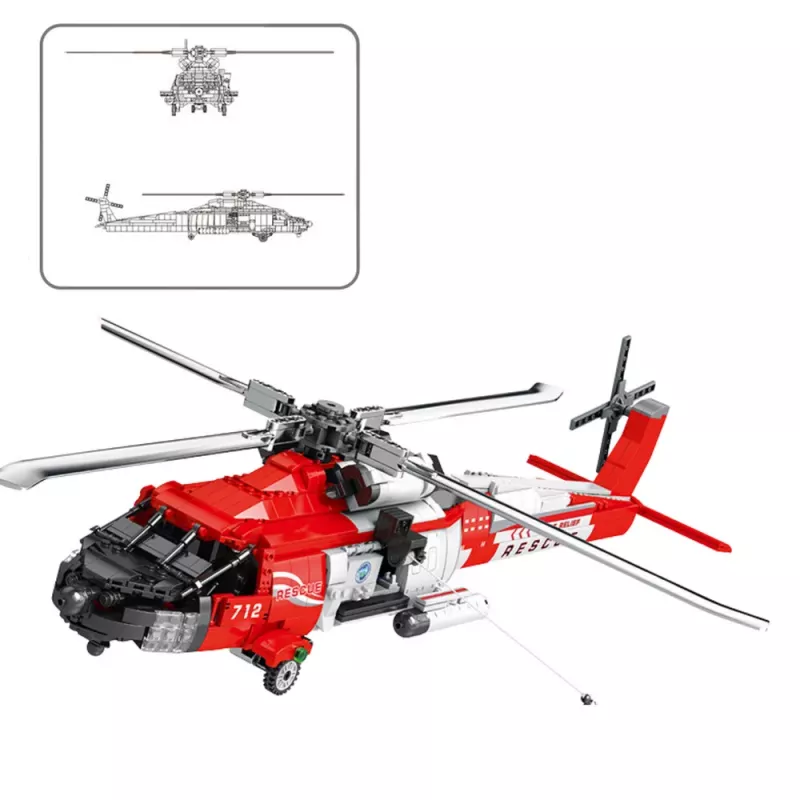 LEAN TOYS Construction Bricks Rettungshubschrauber HH-60J Jayhawk 1137el