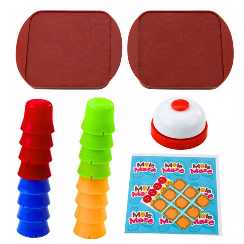 LEAN TOYS 2in1 Mole Maze Geschicklichkeitsspiel Fast Cups Tic Tac Toe