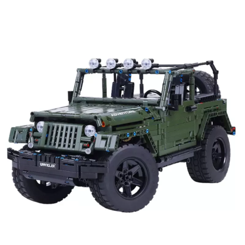 LEAN TOYS Bausteine Off-Road Auto Grün Khaki 2078 Teile