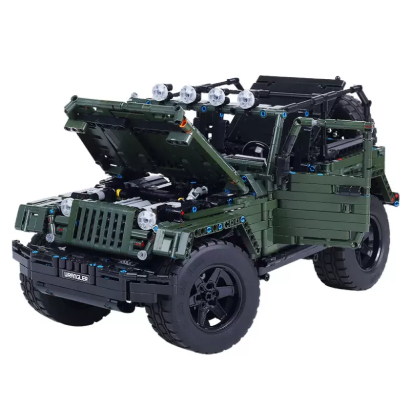 LEAN TOYS Bausteine Off-Road Auto Grün Khaki 2078 Teile