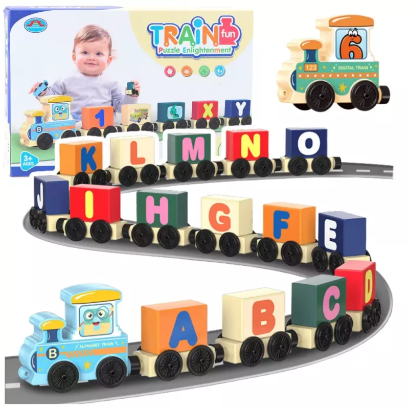 LEAN TOYS Lernzug, Buchstaben, Zahlen, Bunt, 16 Teile