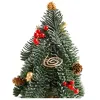 LEAN Dekorativer Weihnachtsbaum auf Stamm mit roten Vogelbeeren und Zapfen 38 x 15 cm