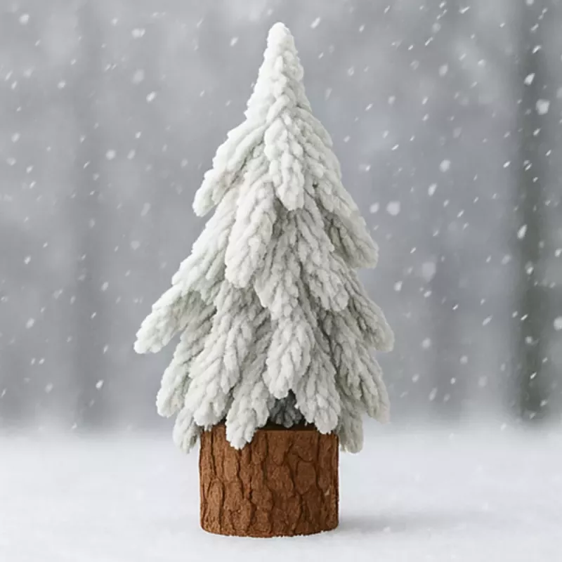 LEAN Dekorativer künstlicher Weihnachtsbaum auf Stamm mit Schnee 30 x 10 cm