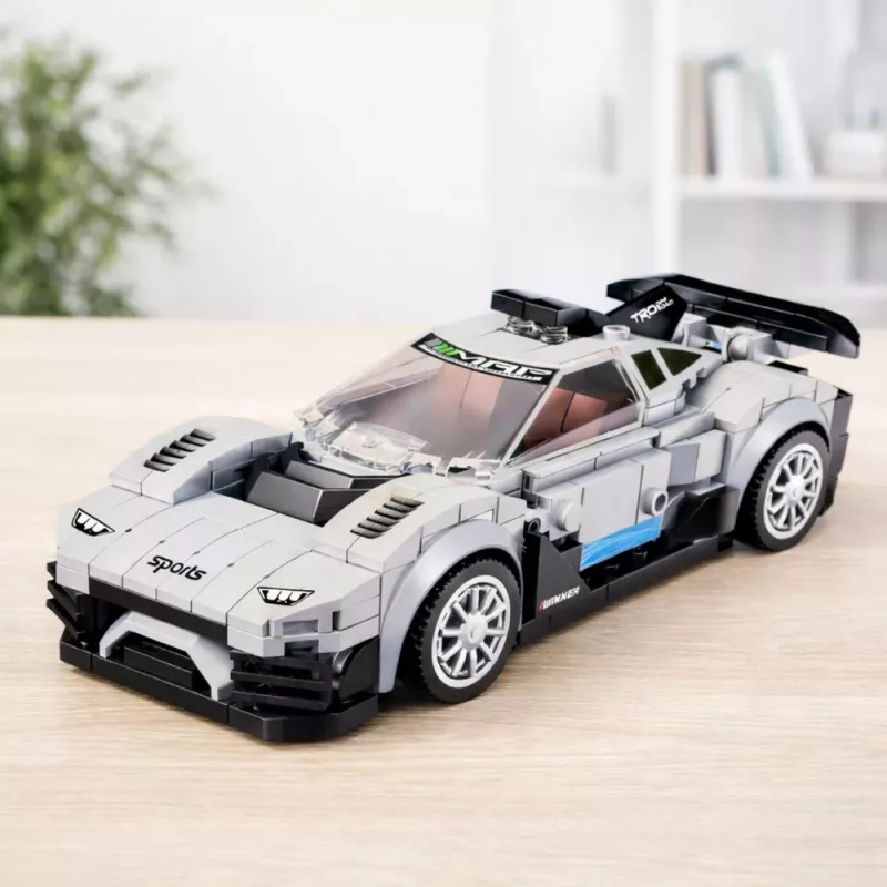 LEAN TOYS Bausteine Rennwagen Roboter 2in1 Weiß 320 Teile
