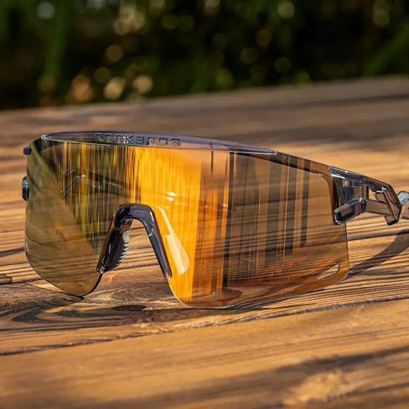 Rockbros Photochrome Fahrradbrille mit UV-Schutz und Korrektureinsatz, Transparent Black
