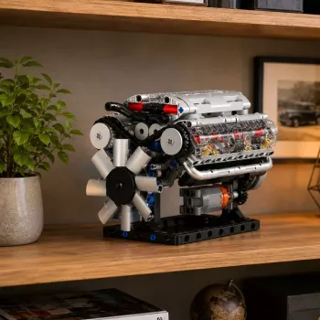 LEAN TOYS Bausatz V8-Motor mechanisches Modell mit beweglichen Kolben, 552 Teile
