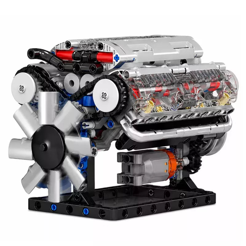 LEAN TOYS Bausatz V8-Motor mechanisches Modell mit beweglichen Kolben, 552 Teile
