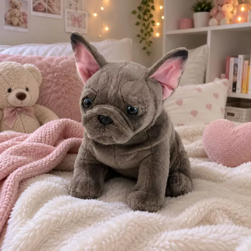 LEAN TOYS Plüschtier Französische Bulldogge Braun 22 cm