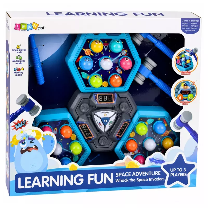 LEAN TOYS Arcade-Spiel Whack-A-Mole Monster für 3 Spieler, 3 Modi, leuchtende Hämmer