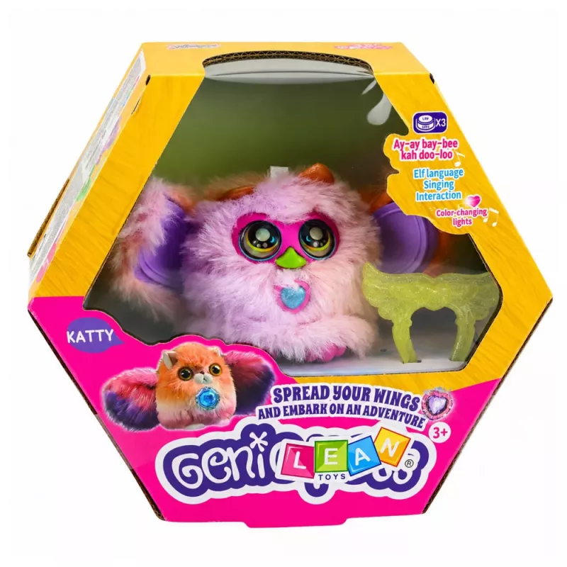 LEAN TOYS Genie Pets Interaktives Wesen mit Lichtern und Geräuschen Anhänger Lila