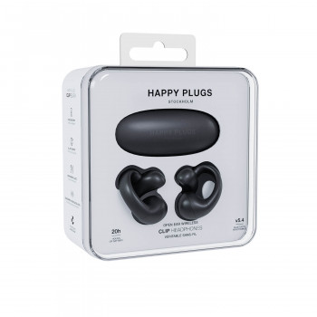 Happy Plugs Clip Kabellose Open-Ear Clip-On Ohrhörer (Schwarz)