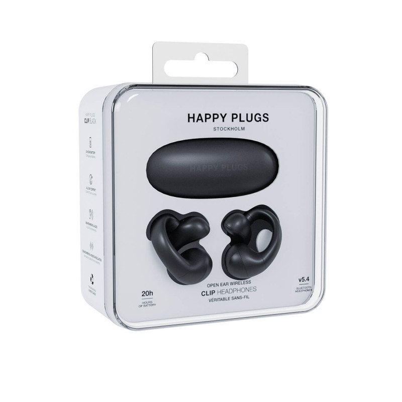 Happy Plugs Clip Kabellose Open-Ear Clip-On Ohrhörer (Schwarz)