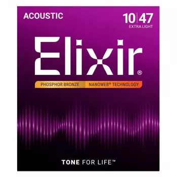 Elixir 16002 NANOWEB Phosphor Bronze Extra Light Akustikgitarrensaiten (10-47)