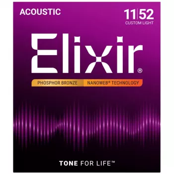 Elixir Strings 16027 Phosphor Bronze Custom Light NANOWEB Akustikgitarrensaiten (11-52)