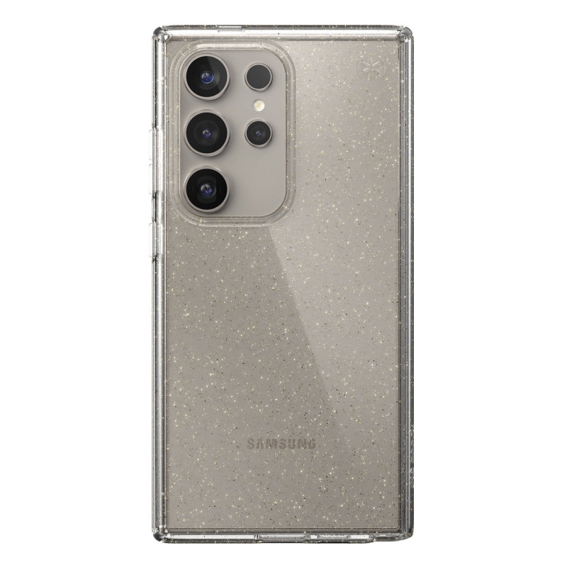 Speck Presidio Lux Glitter Case für Samsung Galaxy S24 Ultra (Clear / Gold Glitter)