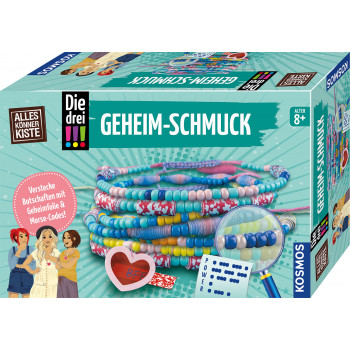 KOSMOS Die drei !!! Secret Jewelry - Detektiv-Bastelset mit versteckten Fächern, Code-Rad, Perlen und Charms für Mädchen ab 8 Jahren