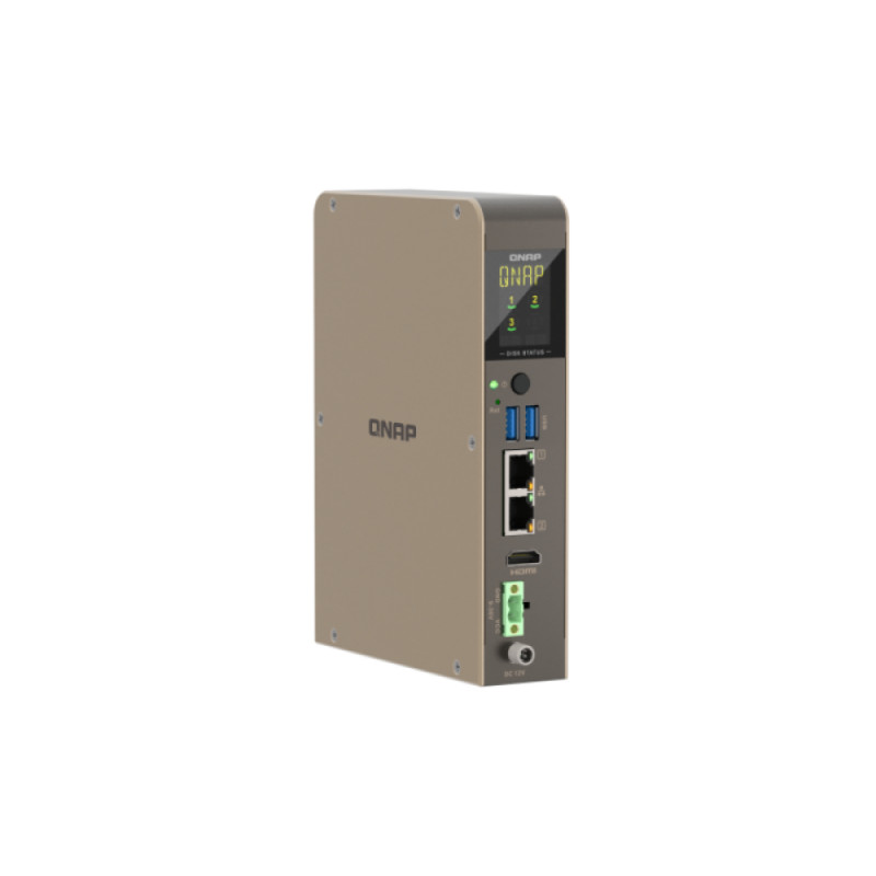 QNAP QBoat-300 Ultra-kompakter lüfterloser NAS-Server mit Dual-M.2-NVMe/SATA-Steckplätzen, Intel Celeron J3455 Quad-Core, 4GB RAM, Dual-Gigabit-Ethernet, HDMI, 2x USB 3.0