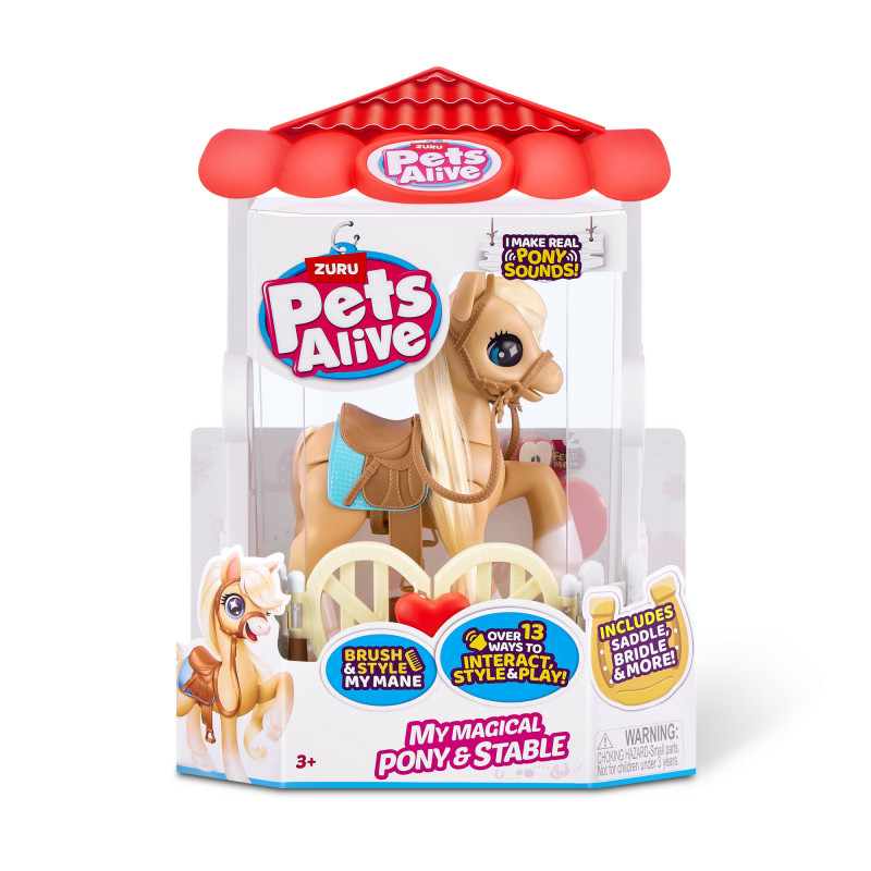 Zuru Pets Alive Magical Pony mit Stall – Interaktives elektronisches Einhorn-Spielzeug