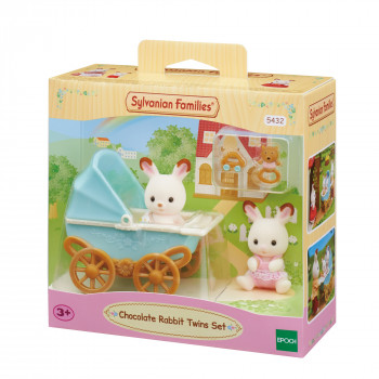 EPOCH Sylvanian Families Schokoladenhasen-Zwillinge mit Kinderwagen