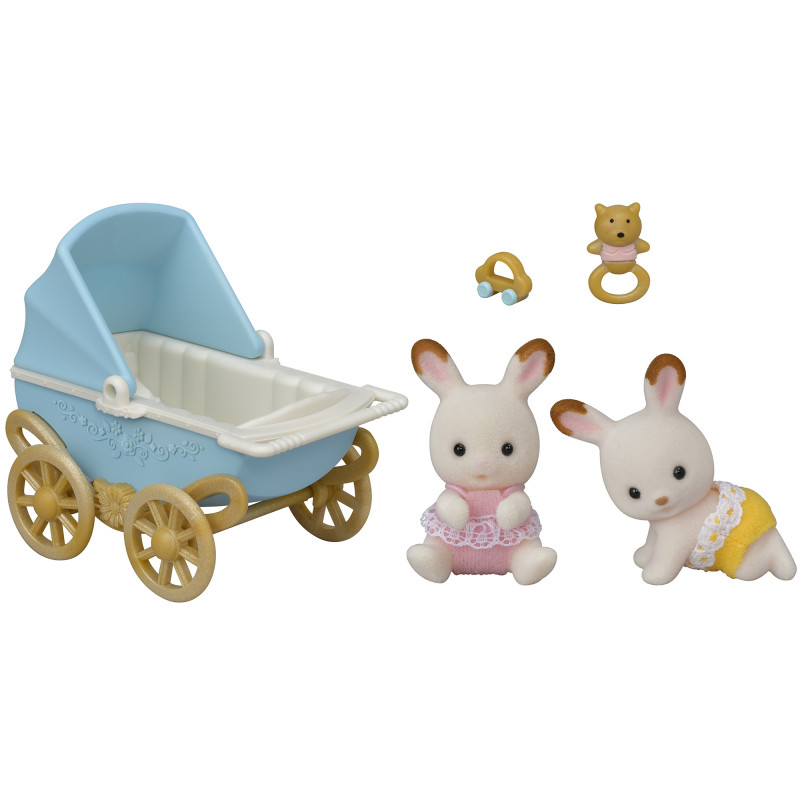 EPOCH Sylvanian Families Schokoladenhasen-Zwillinge mit Kinderwagen