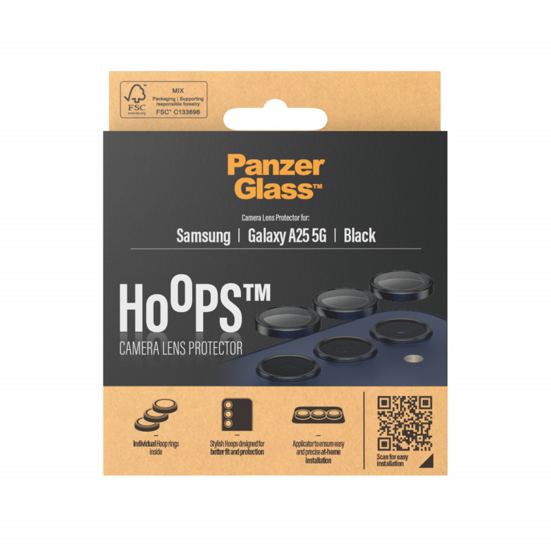 PanzerGlass Hoops Kameraobjektivschutz für Samsung Galaxy A25 5G, Schwarz