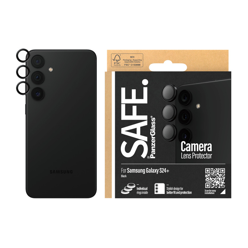 SAFE by PanzerGlass Hoops Kamera-Linsenschutz für Samsung Galaxy S24+ (SM-S926B) - Schwarz