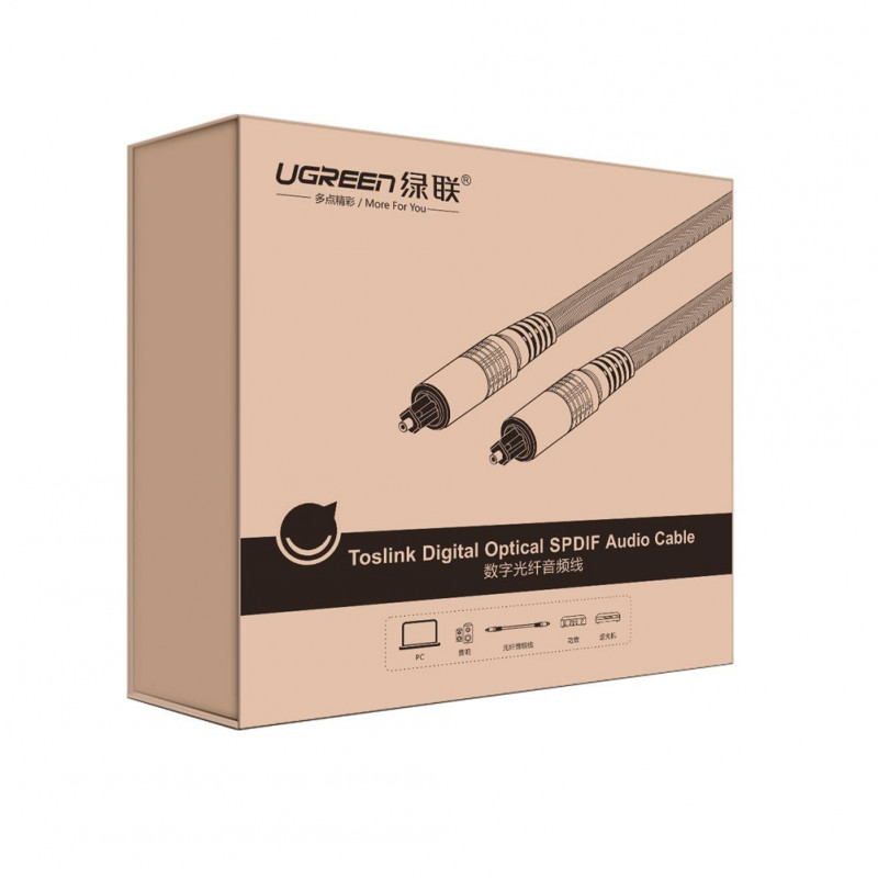 UGREEN Toslink Digitales Optisches Audiokabel, Geflochtenes Aluminium, 1m Grau