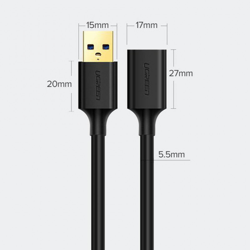 UGREEN US129 USB 3.0 Verlängerungskabel 0,5 m Schwarz