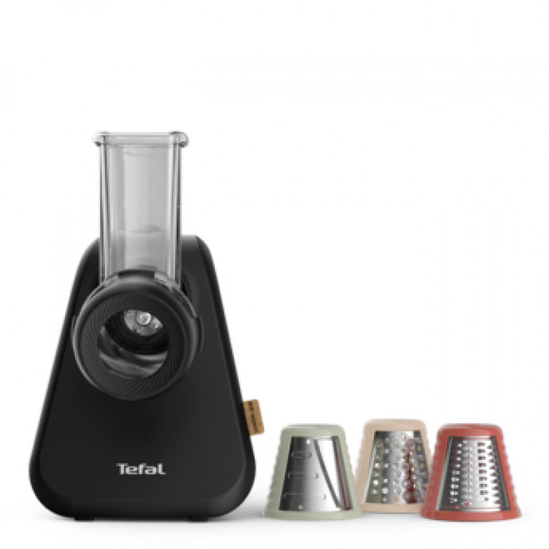 TEFAL MB77EN Elektrische Reibe und Spiralizer, 260 W, 5 Kegel, Schwarz/Silber