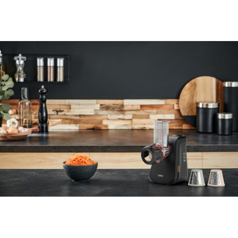TEFAL MB77EN Elektrische Reibe und Spiralizer, 260 W, 5 Kegel, Schwarz/Silber