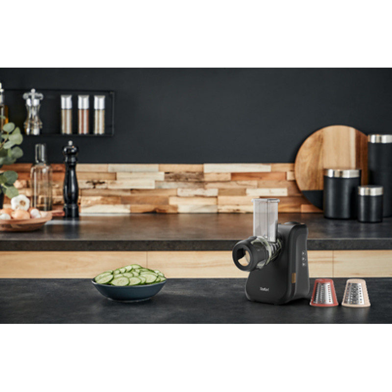 TEFAL MB77EN Elektrische Reibe und Spiralizer, 260 W, 5 Kegel, Schwarz/Silber