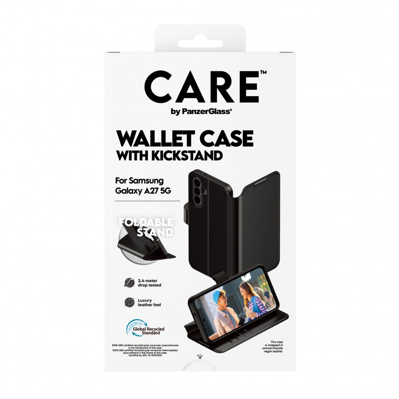 PANZERGLASS CARE Wallet Case mit Kickstand für Samsung Galaxy A27 5G, Transparent