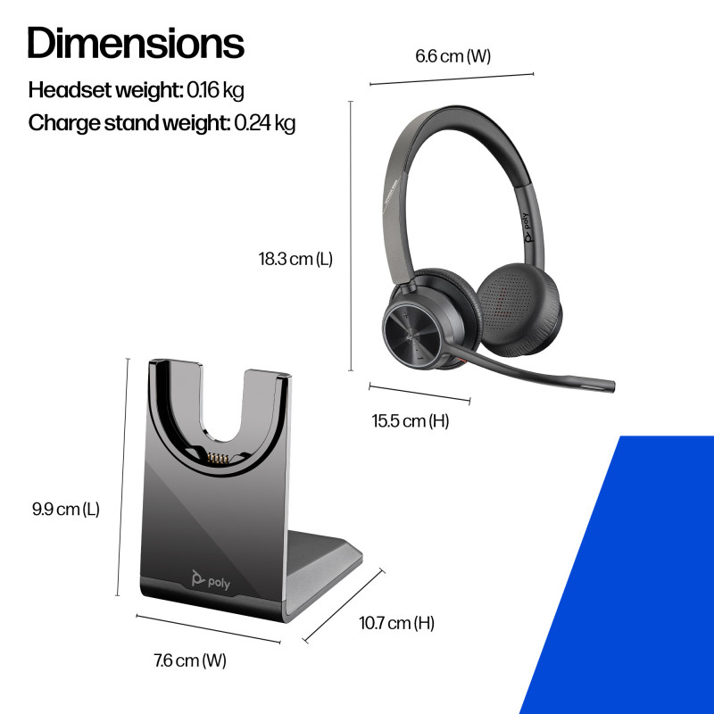 Plantronics Voyager 4320 UC V4320-M C, USB-A, Schwarz