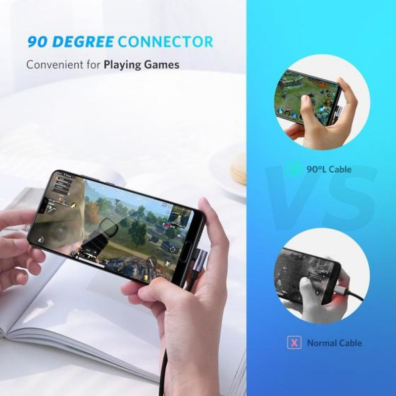 UGREEN USB-C auf USB-C Winkelkabel QC 3.0 PD 3A 60W 1m Schwarz