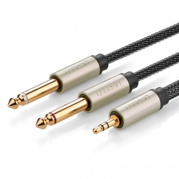 UGREEN 3,5-mm-TRS-auf-Doppel-6,35-mm-TS-Audio-Y-Splitter-Kabel 2 m Grau