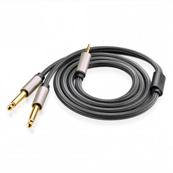 UGREEN 3,5-mm-TRS-auf-Doppel-6,35-mm-TS-Audio-Y-Splitter-Kabel 2 m Grau