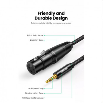 UGREEN AV182 XLR-Stecker auf 3,5-mm-TRS-Stecker Audiokabel 1 m Schwarz