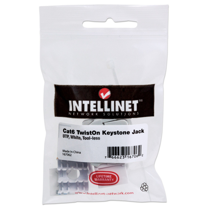 Intellinet 167062 Cat6 UTP Keystone Jack, werkzeuglos, Weiß