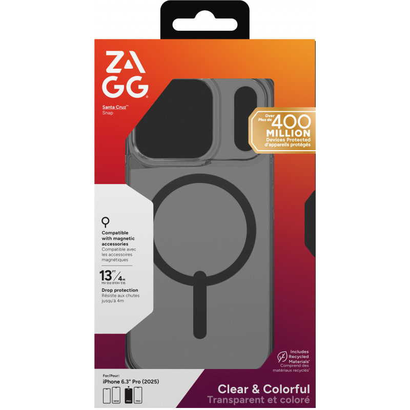ZAGG Santa Cruz Snap Hülle für iPhone 17 Pro - Mitternachtsschwarz