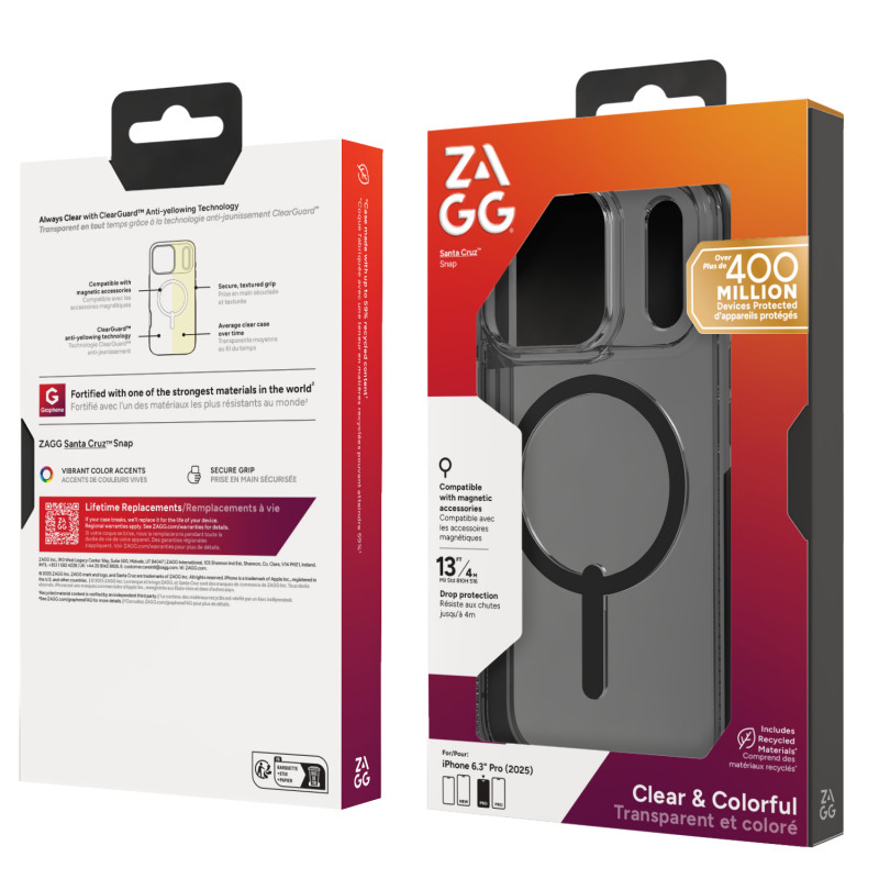 ZAGG Santa Cruz Snap Hülle für iPhone 17 Pro - Mitternachtsschwarz